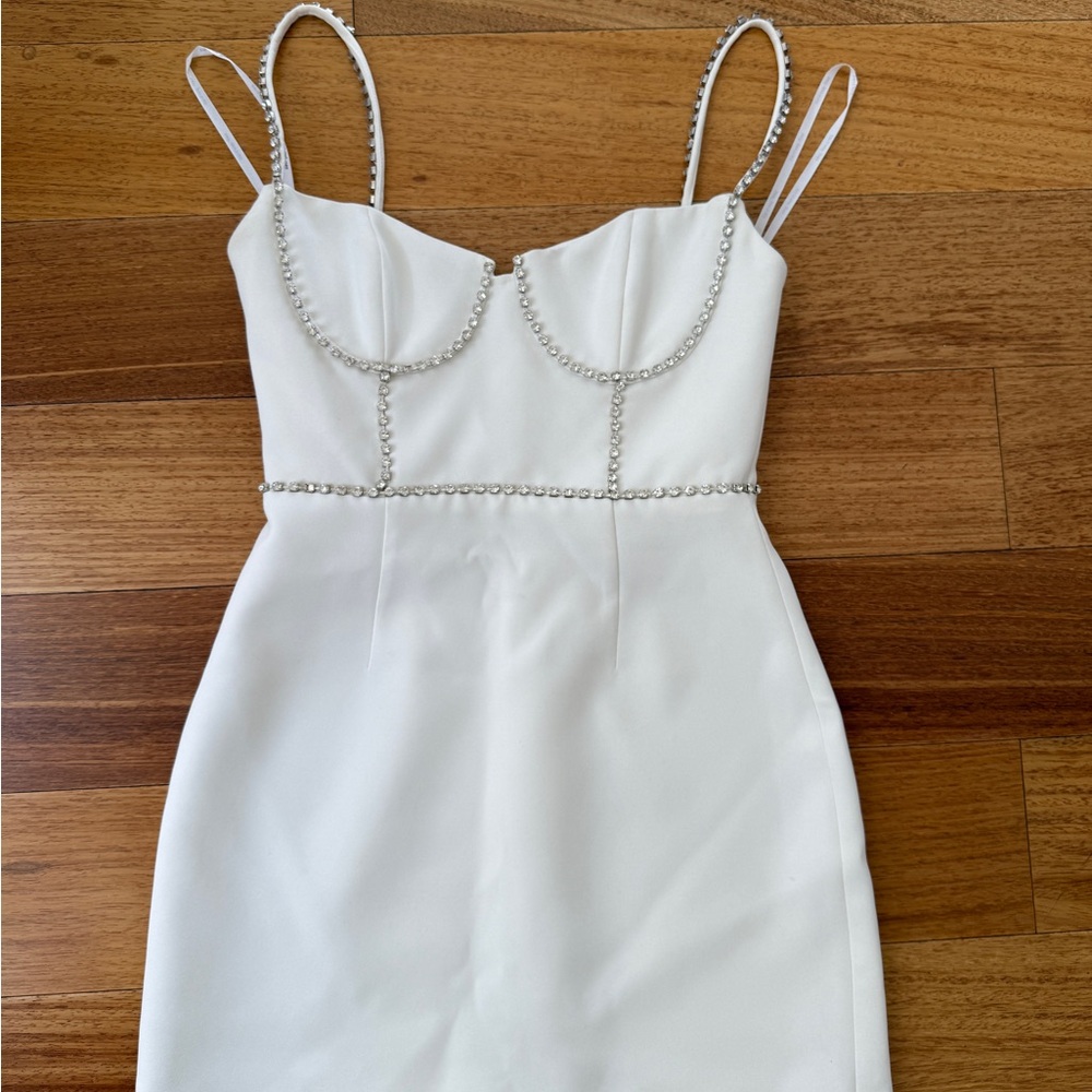 Elegant White Beaded Dress